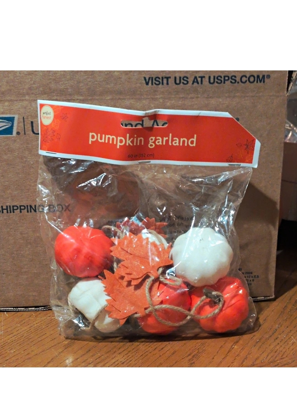 Pumpkin Garland - Orange & White Holiday Decoration